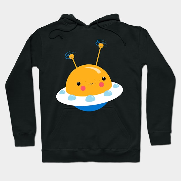 Kawaii Illustration Little UFO for Kids Hoodie by Piakolle